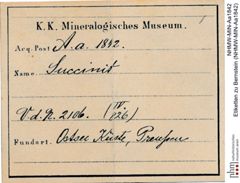 Etiketten zu Bernstein (NHMW-MIN-Aa1842)